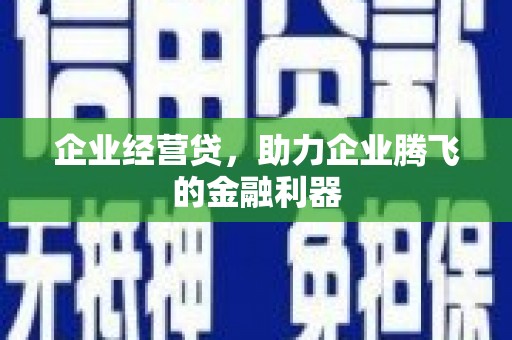 新都企业经营贷，助力企业腾飞的金融利器