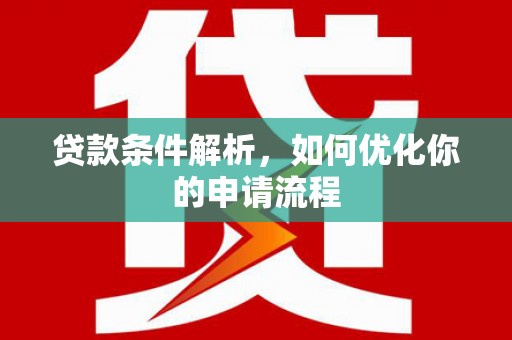 杂多贷款条件解析，如何优化你的申请流程