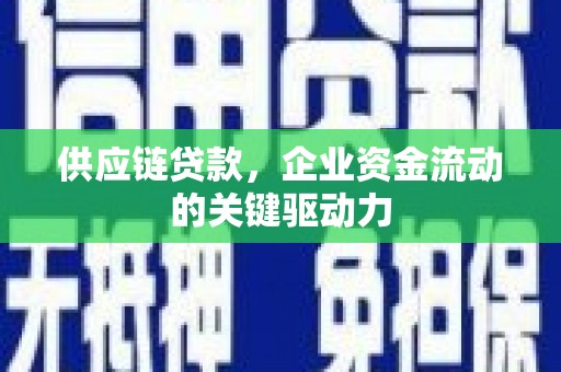 腾冲供应链贷款，企业资金流动的关键驱动力