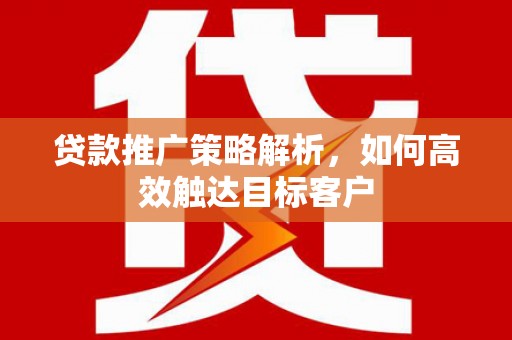 枞阳贷款推广策略解析，如何高效触达目标客户