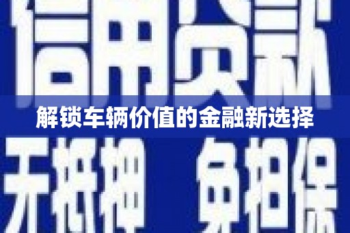 葫芦岛解锁车辆价值的金融新选择